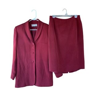 VTG Travis Ayer's women's 100% silk red pencil skirt set office Valentine's Day